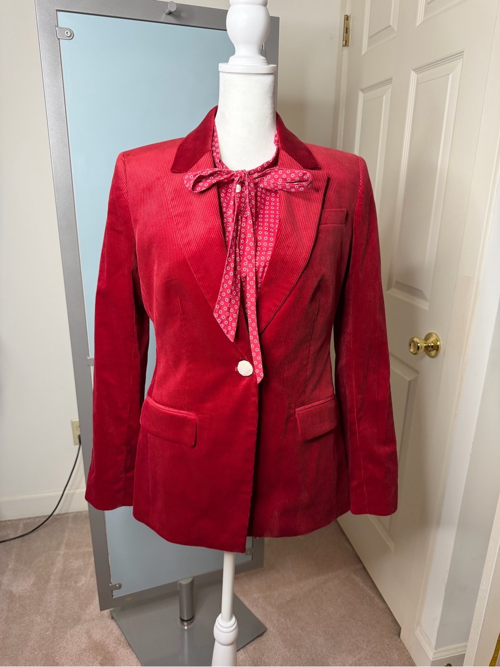 J. Crew Red Corduroy Single-Button Blazer
